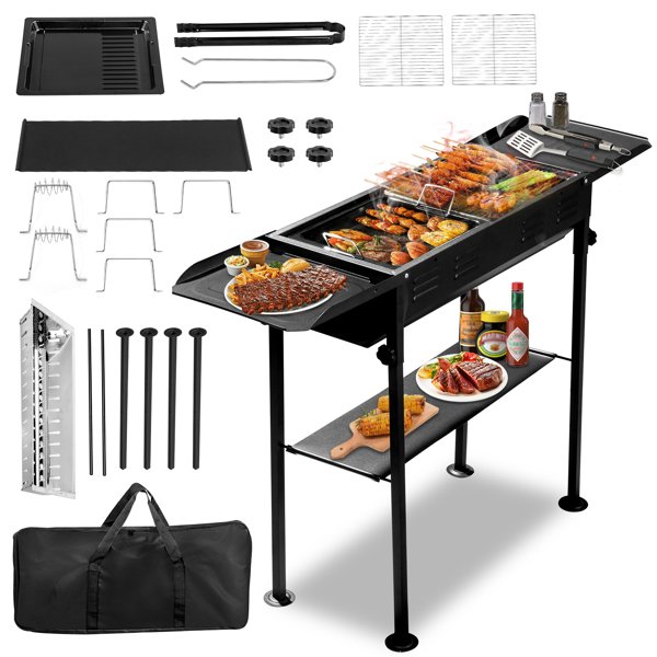 20.3x33x69.8cm Rectangular, Black, Iron, Barbecue Grill 20.3x33x69.8cm Rectangular, Black, Iron, Barbecue Grill
