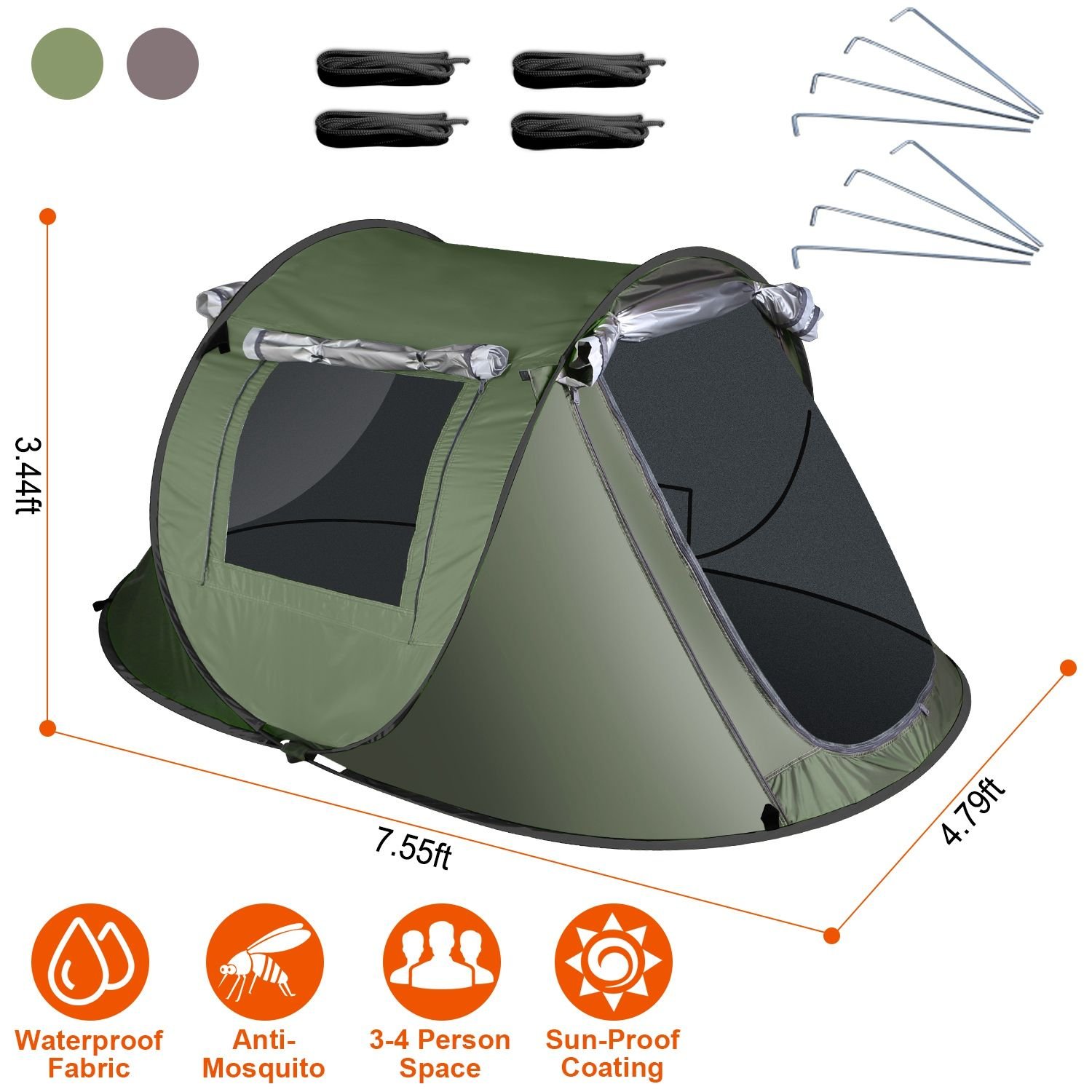Pop Up Tent Automatic Setup Camping Tent Waterproof Instant Setup Tent with 4 Mosquito Net Windows Carrying Bag for Hiking Climbing Adventure Fis Pop Up Tent Automatic Setup Camping Tent Waterproof Instant Setup Tent with 4 Mosquito Net Windows Carrying Bag for Hiking Climbing Adventure Fis