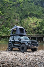 Foldable 2-3 People Amphibious Inflatable Car Roof Top Tent for camping Outdoor Glamping Camping Tent for SUV (Main Material: oxford fabric, Main Color: Black)